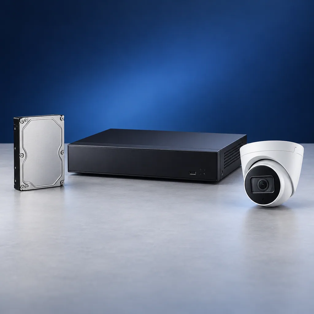 Kayıt cihazı, disk ve IP kamera içeren ürün grubu